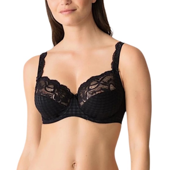 PRIMA DONNA Madison full cup black lace gingham underwire premium bra 40 C - Picture 1 of 16